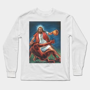 jesus crossing the devil Long Sleeve T-Shirt